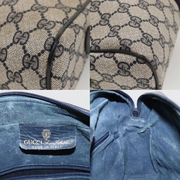 GUCCI GG Supreme Sherry Line Bag PVC Navy Gold Red 42 01 4071 Auth KD539 - Picture 12 of 14